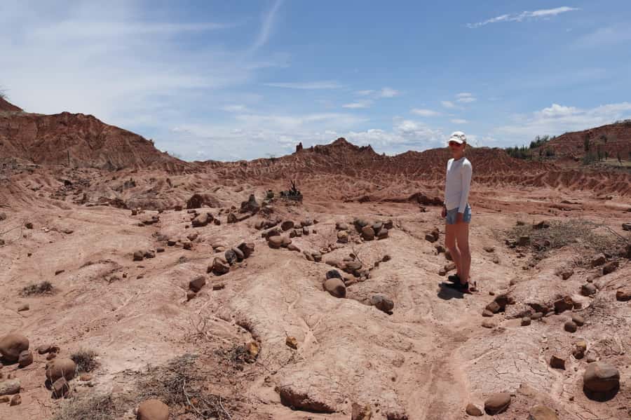 Community tour Biodiversity Latatacoa Desert Villavieja - The Red Desert and its iron-colored soil
