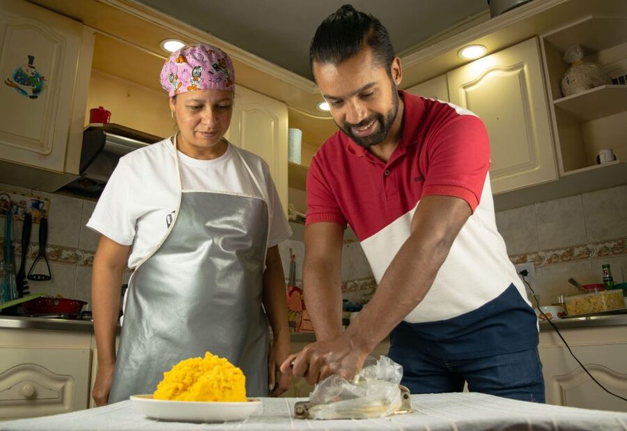 Medellin: Learn to make Colombian empanadas from scratch - Sitting down to eat what you made