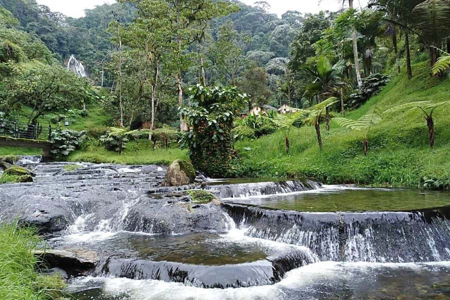 Santa Rosa de Cabal Thermal Hot Springs - Reaching the waterfall thermal spring